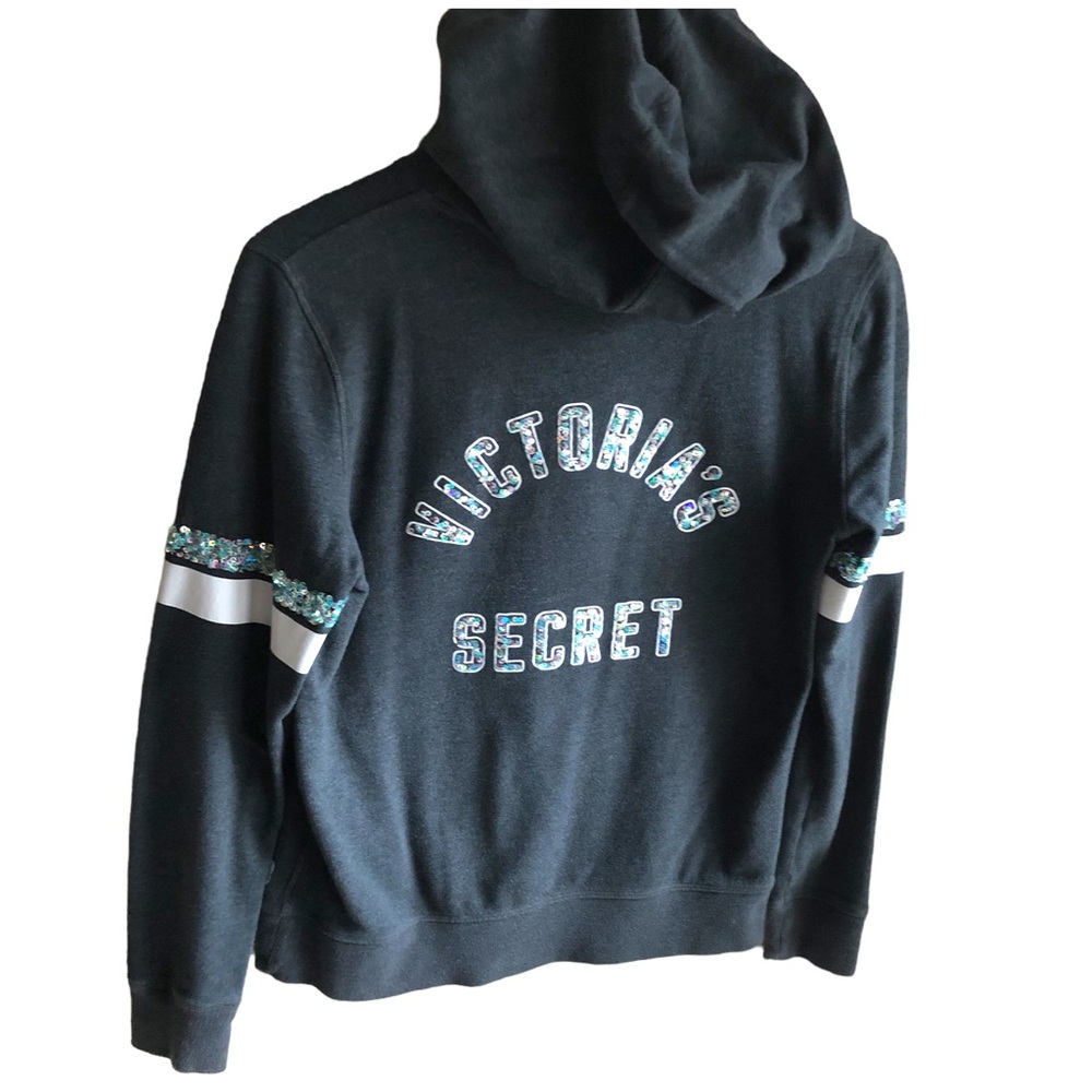 Victoria's Secret Blingy Sequined Hoodie. Gray with Irredescent Sequins. Small - Picture 2 of 10